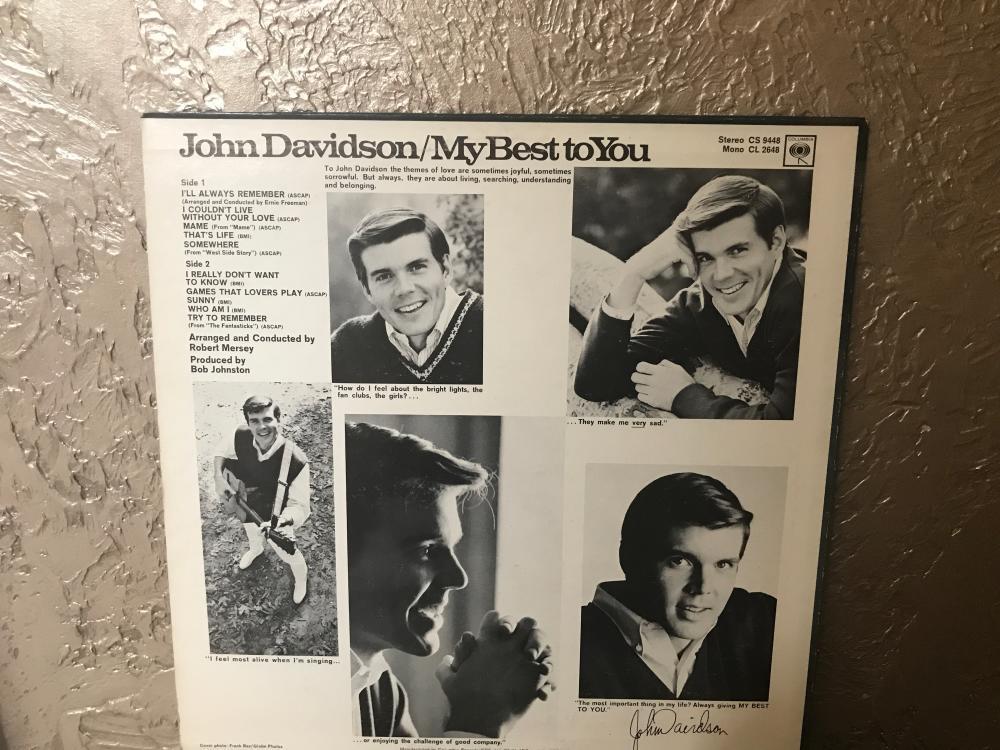 JOHN DAVIDSON MY BEST TO YOUR SIGNED 1997 VINYL RECORD ALBUM B W/COA
