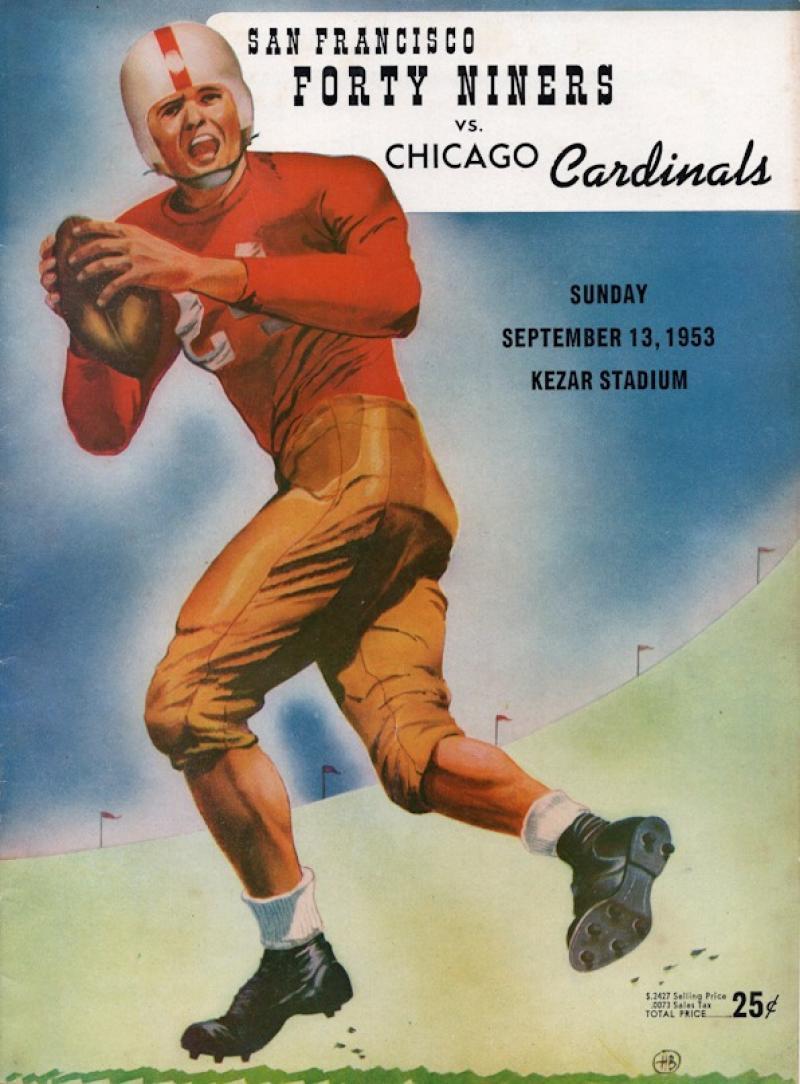 SAN FRANCISCO FORTY NINERS CHICAGO CARDINALS VINTAGE PROGRAM 9/13/53 MINT