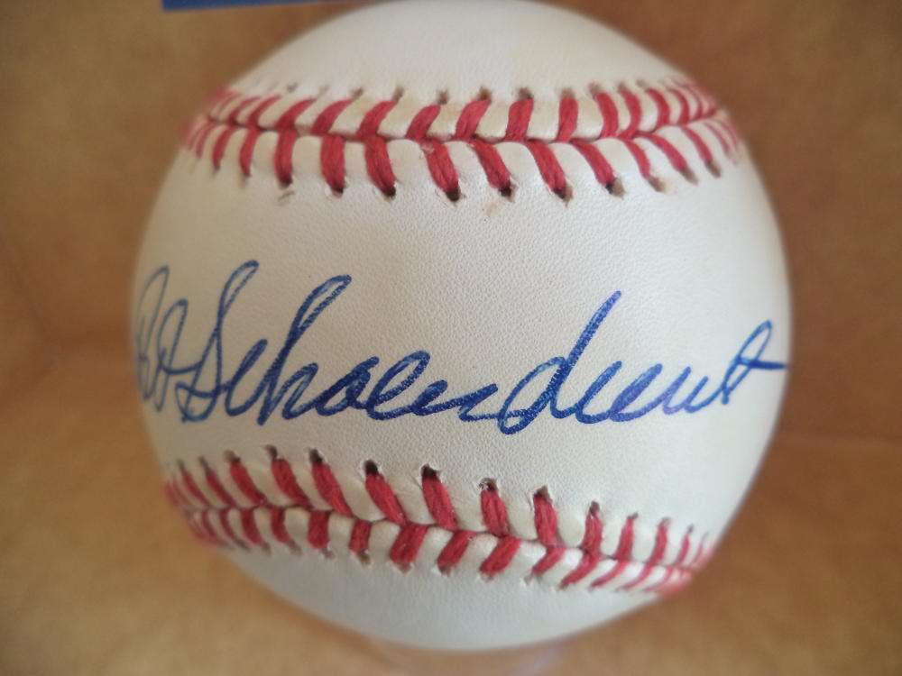 RED SCHOENDIENST CARDINALS GIANTS SIGNED AUTO VINTAGE N.L BASEBALL BECKETT E3327