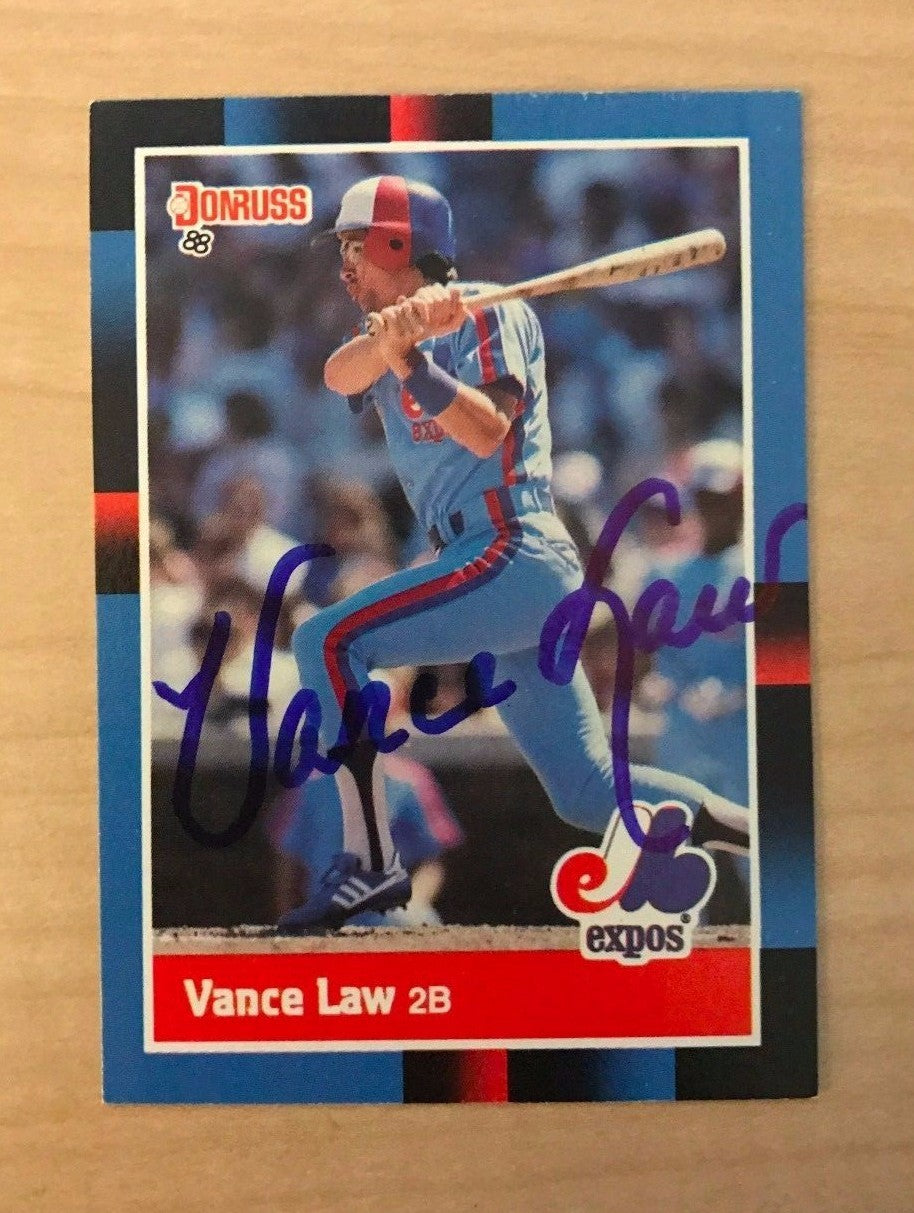 VANCE LAW MONTREAL EXPOS SIGNED AUTOGRAPHED 1988 DONRUSS CARD #212 W/COA