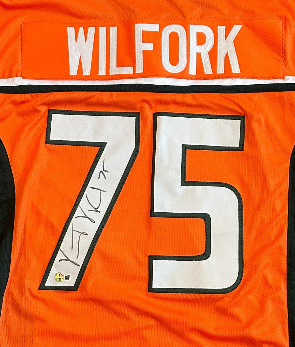 VINCE WILFORK HURRICANES SIGNED AUTOGRAPHED ORANGE JERSEY SZ XL BECKETT