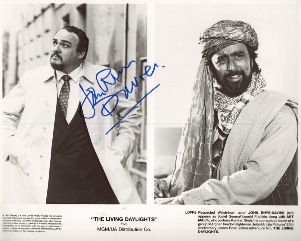 JOHN RHYS-DAVIES "THE LIVING DAYLIGHTS" SIGNED 8X10 PHOTO W/ COA