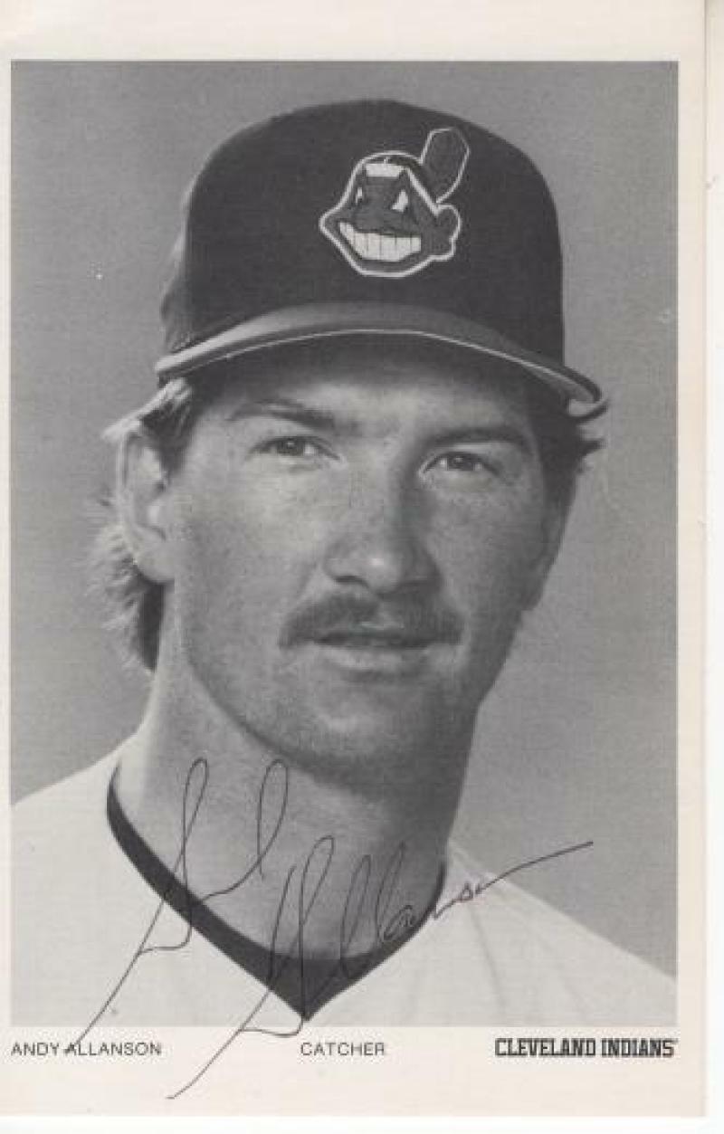 ANDY ALLANSON CLEVELAND INDIANS SIGNED AUTOGRAPHED 3X5 POSTCARD W/ COA