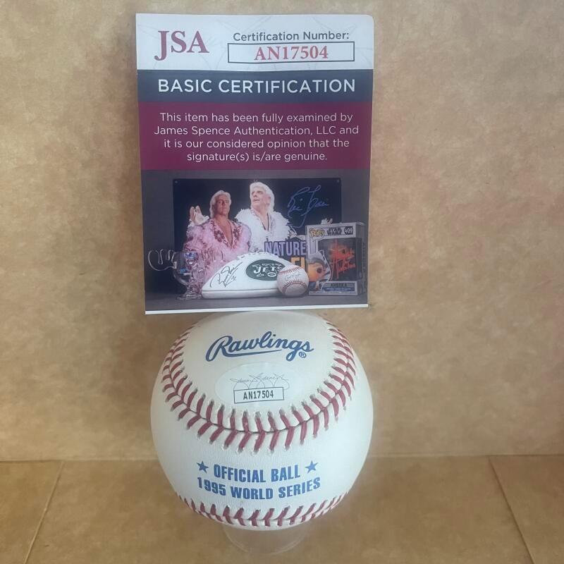 DAVE JUSTICE BRAVES 95 WS CHAMPS SIGNED 1995 WS BASEBALL JSA AUTH