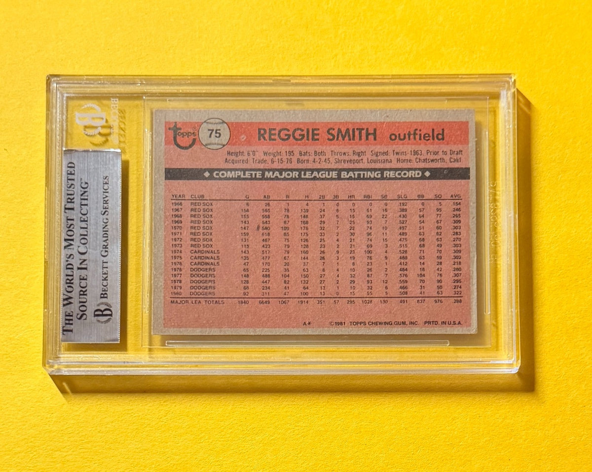 1981 TOPPS REGGIE SMITH #75 SIGNED AUTO CARD BECKETT AUTHENTIC DODGERS