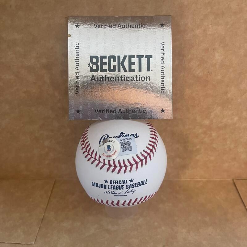RICKY ROMERO BLUE JAYS SIGNED AUTOGRAPHED M.L. BASEBALL BECKETT AUTH