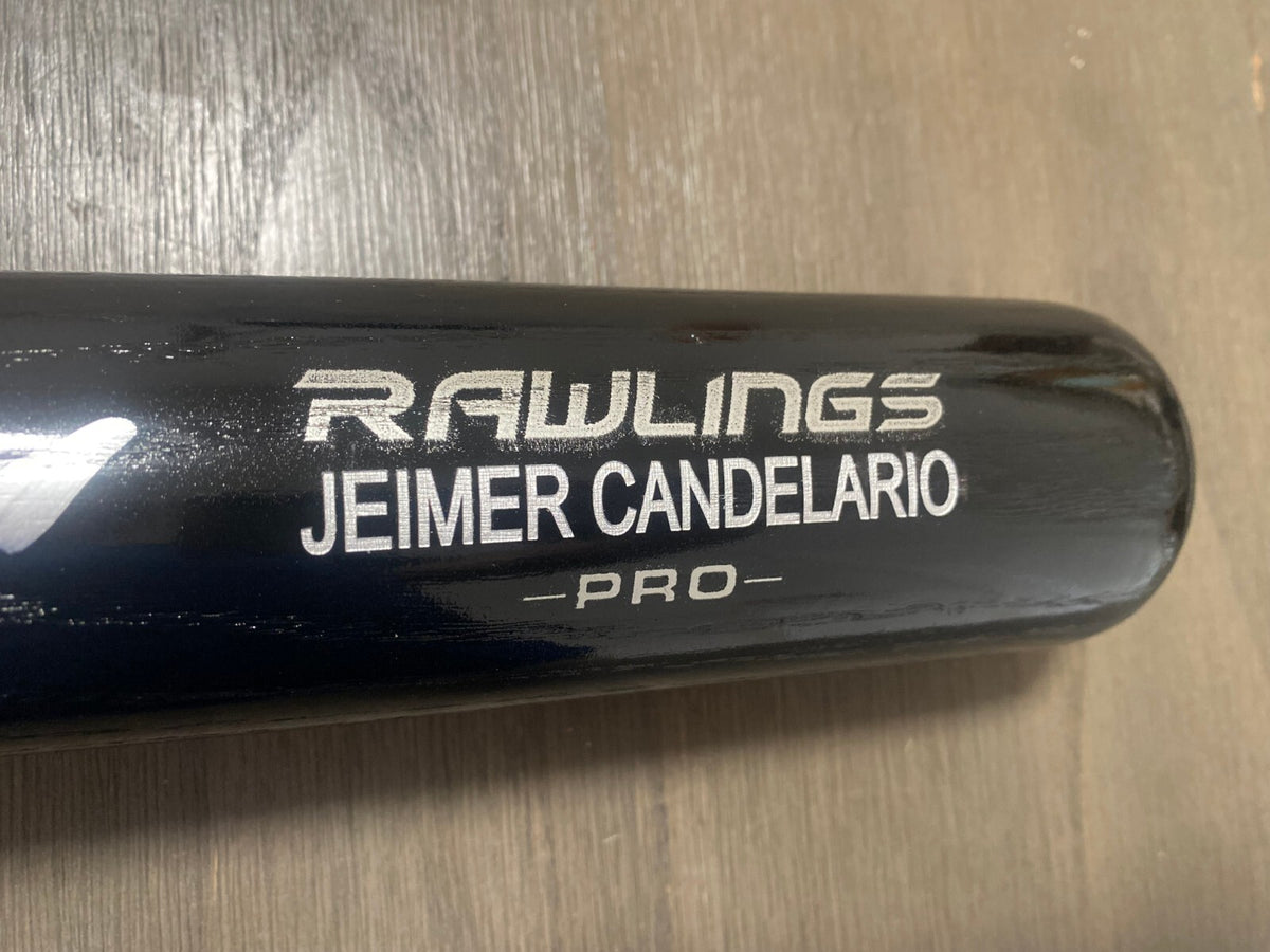 JEIMER CANDELARIO CINCINNATI REDS SIGNED AUTO RAWLINGS ENGRAVED BLACK BAT JSA **