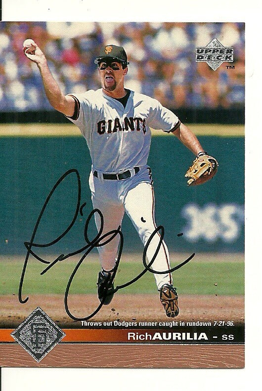 RICH AURILA SAN FRANCISCO GIANTS SIGNED AUTO 1996 UPPER DECK CARD #173 W/COA