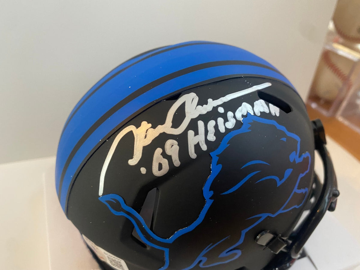 STEVE OWENS DETRIOT LIONS 69 HEISMAN SIGNED AUTO ECLIPSE MINI HELMET BECKETT