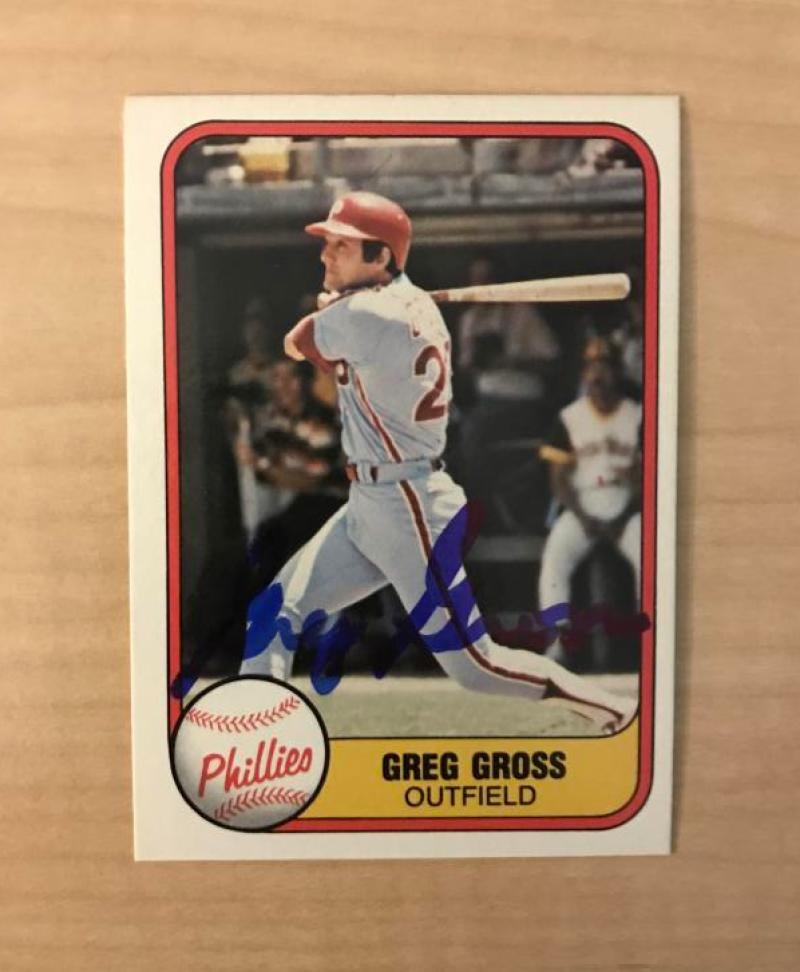 GREG GROSS PHILADELPHIA PHILLIES SIGNED AUTOGRAPHED 1981 FLEER CARD #18 W/COA