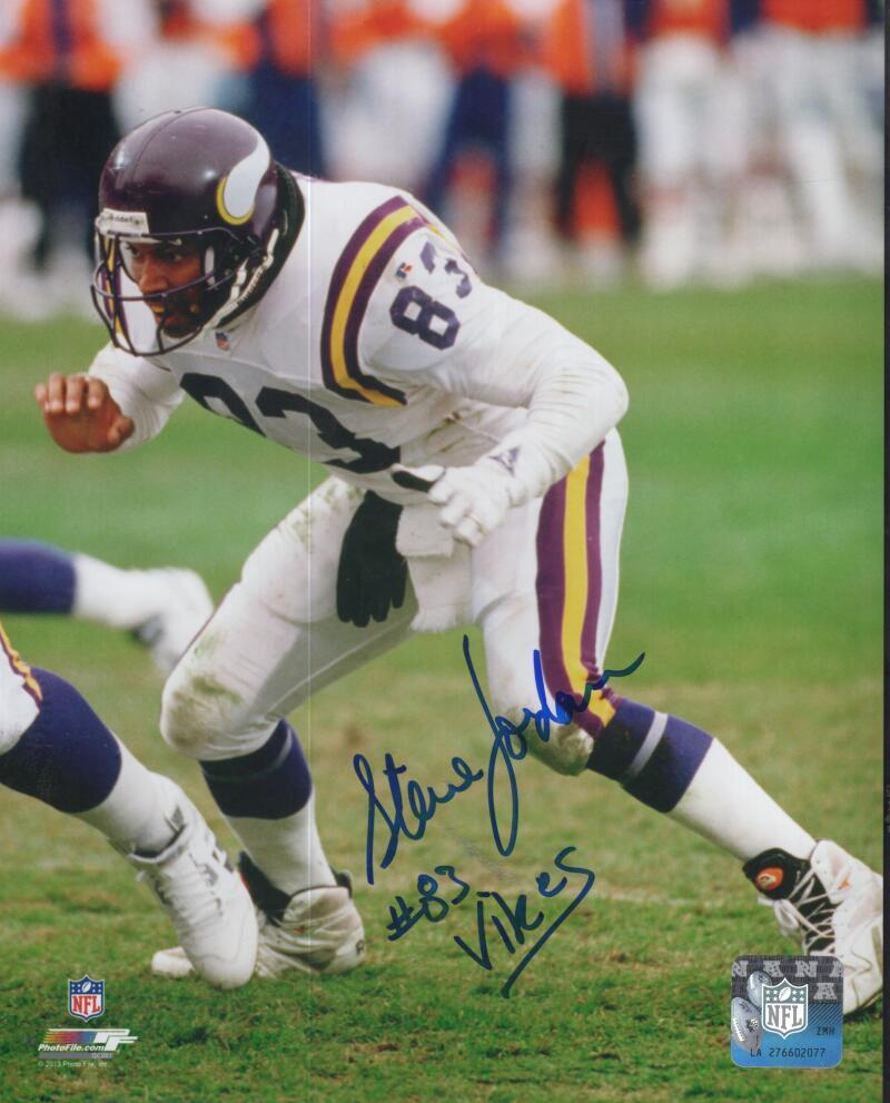STEVE JORDAN MINNESOTA VIKINGS SIGNED AUTOGRAPHED 8X10 PHOTO W/ COA