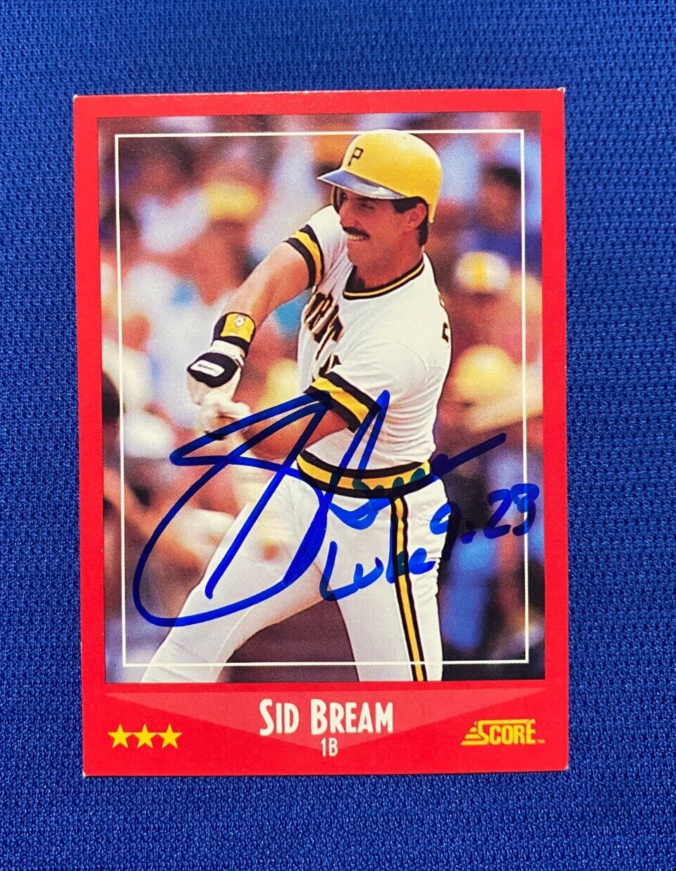 1988 SCORE SID BREAM PITTSBURGH PIRATES SIGNED AUTOGRAPHED #260 CARD W/COA