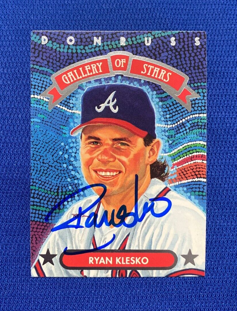 1992 DONRUSS RYAN KLESKO ATLANTA BRAVES GALLERY OF STARS SIGNED #GS-10 CARD COA