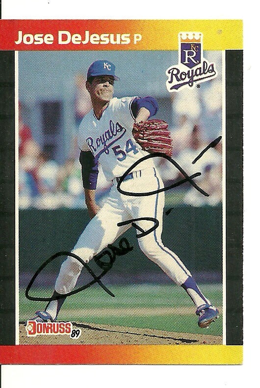 JOSE DEJESUS KANSAS CITY ROYALS SIGNED AUTO 1989 DONRUSS CARD #558 W/COA