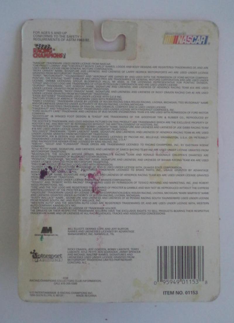 CHAD LITTLE 1995 STOCKCAR SIGNED ON COVER W/COA