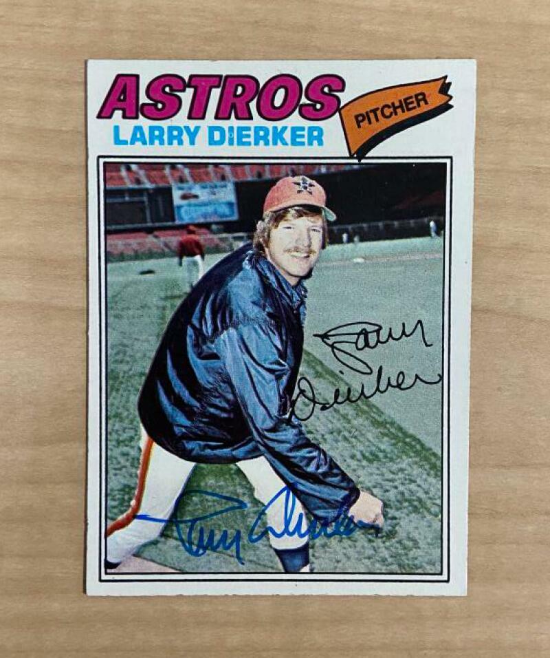 LARRY DIERKER HOUSTON ASTROS SIGNED AUTOGRAPHED 1977 TOPPS CARD #350 W/COA
