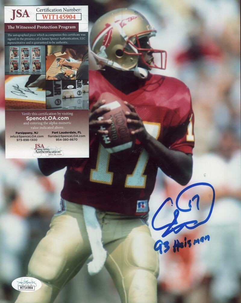 CHARLIE WARD SEMINOLES QB HEISMAN 93 SIGNED 8X10 PHOTO JSA WIT145904