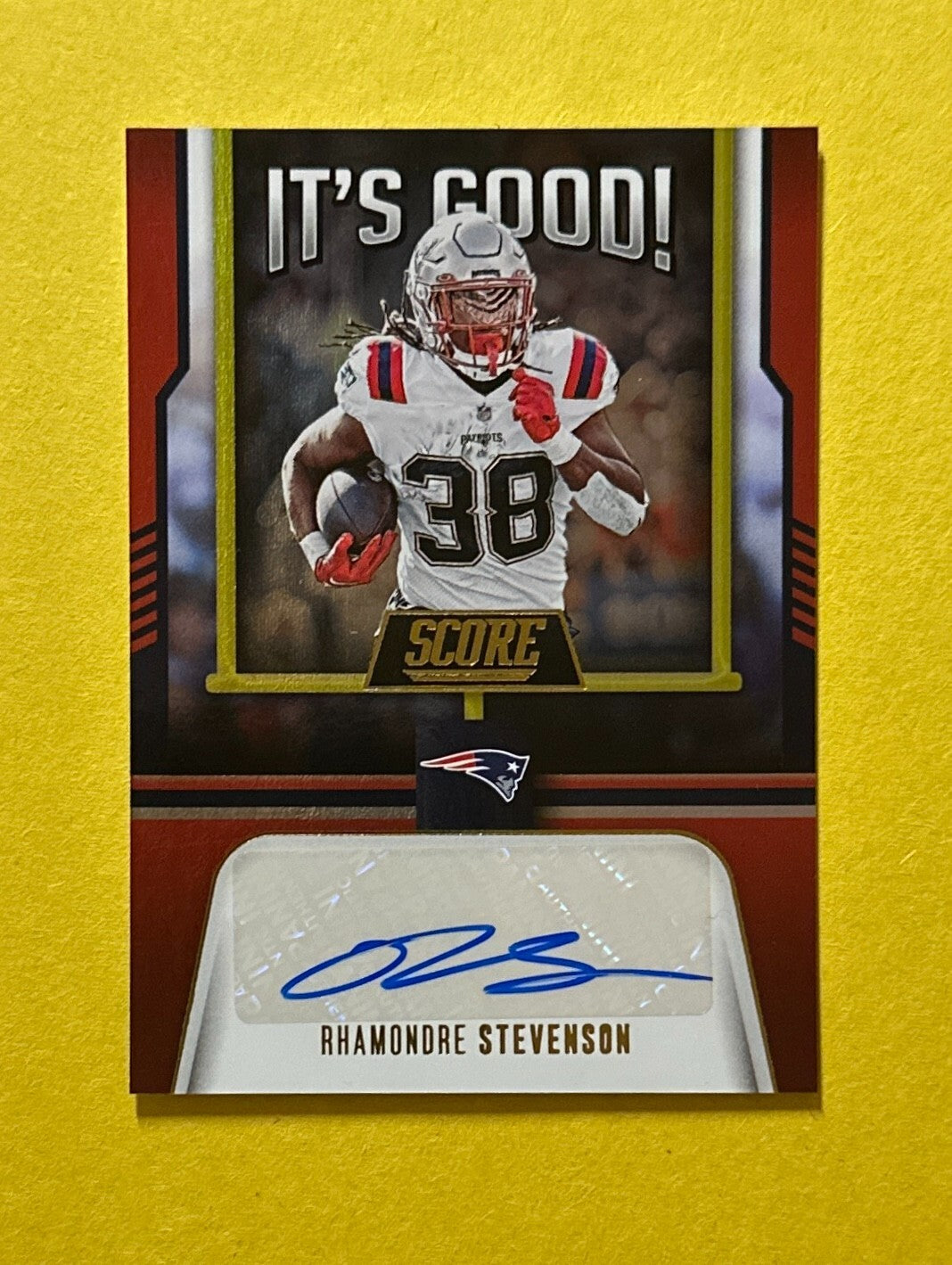 2023 PANINI SCORE RHAMONDRE STEVENSON IT'S GOOD AUTO #IG-RS PATRIOTS
