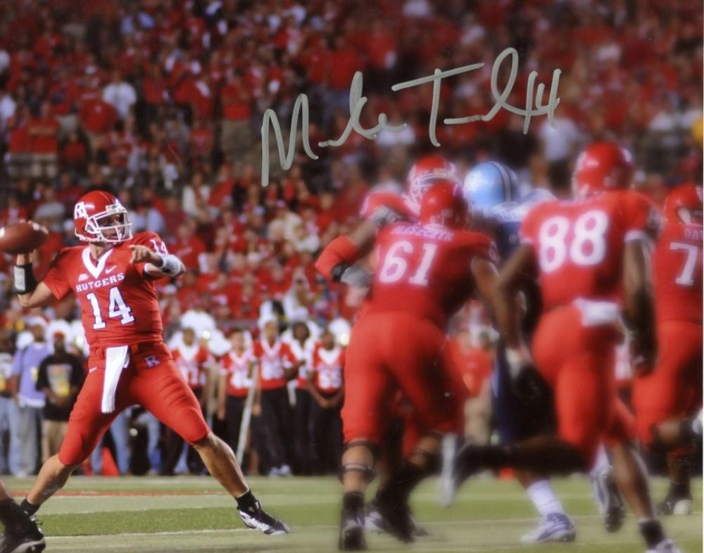 MIKE TEEL RUTGERS SCARLET KNIGHTS SIGNED QB 8X10 PHOTO W/COA