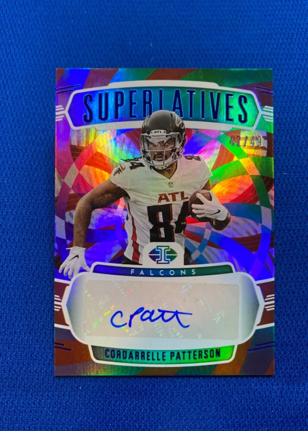 2022 PANINI ILLUSIONS CORDARRELLE PATTERSON FALCONS SUPERLATIVES AUTO CARD /49