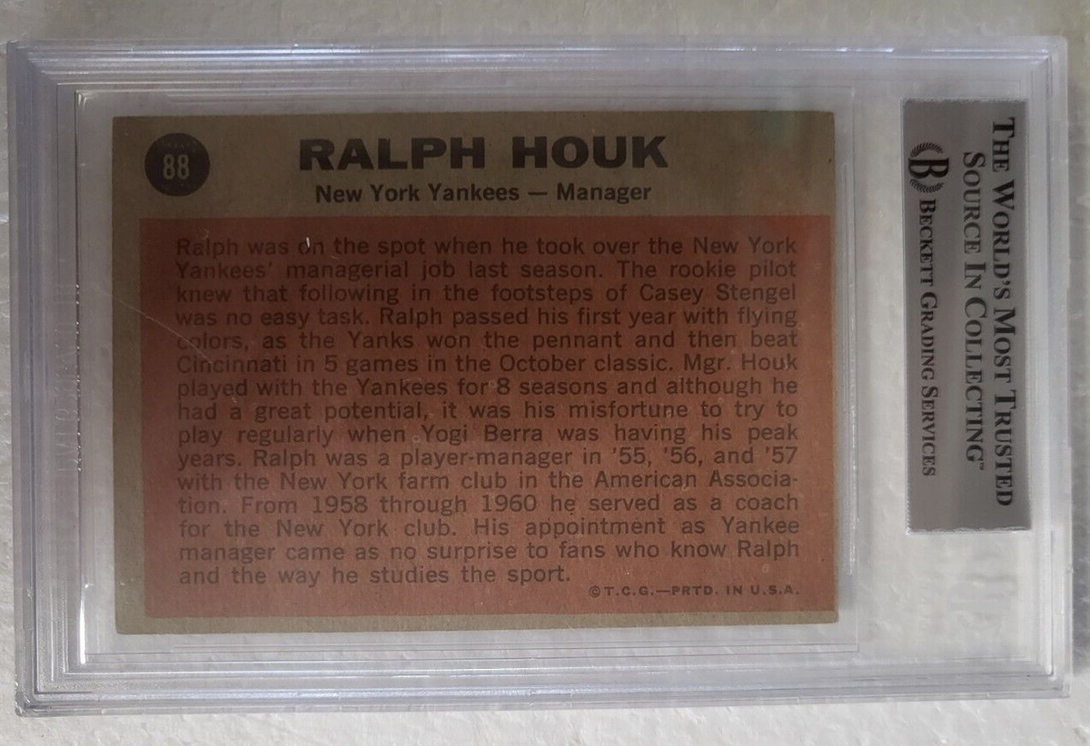 1962 TOPPS RALPH HOUK MG NEW YORK YANKEES SIGNED AUTO AUTOGRAPH #88 CARD BECKETT