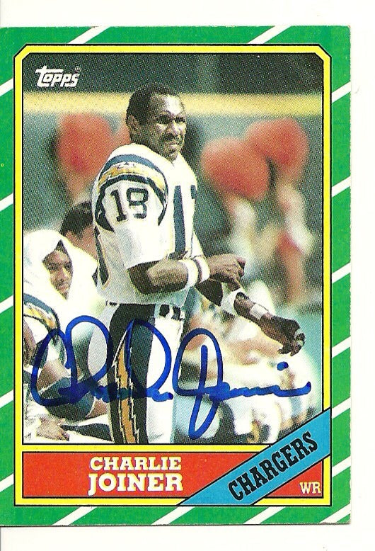 CHARLIE JOINER SAN DIEGO CHARGERS SIGNED AUTO 1986 TOPPS CARD #236 W/COA