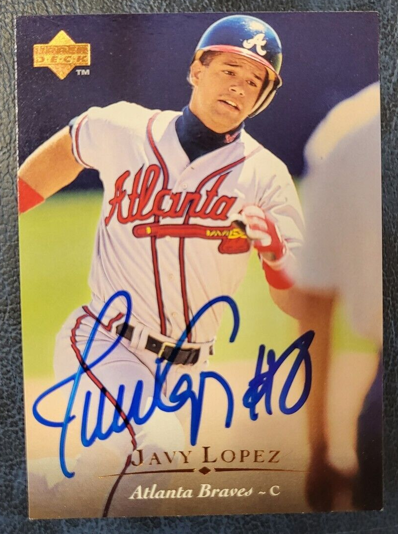 1995 UPPER DECK JAVY LOPEZ ATLANTA BRAVES SIGNED AUTOGRAPHED CARD #48 W/COA