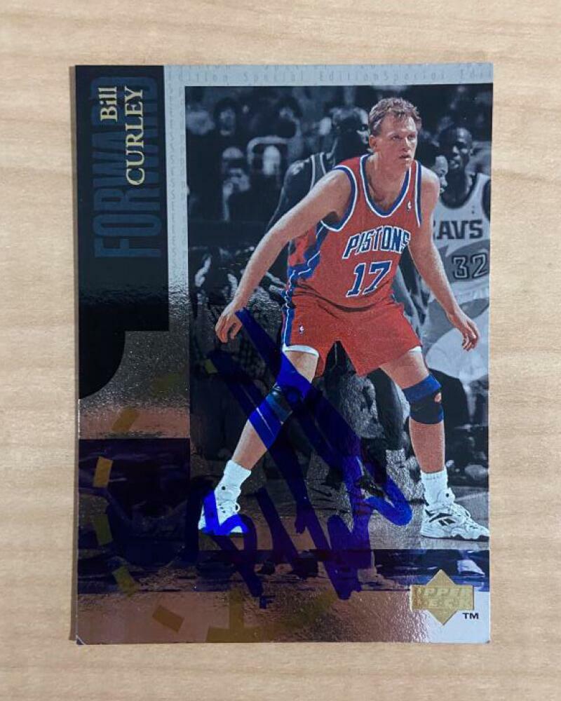 BILL CURLEY DETROIT PISTONS SIGNED AUTOGRAPHED 95-96 UPPER DECK CARD #113 W/COA