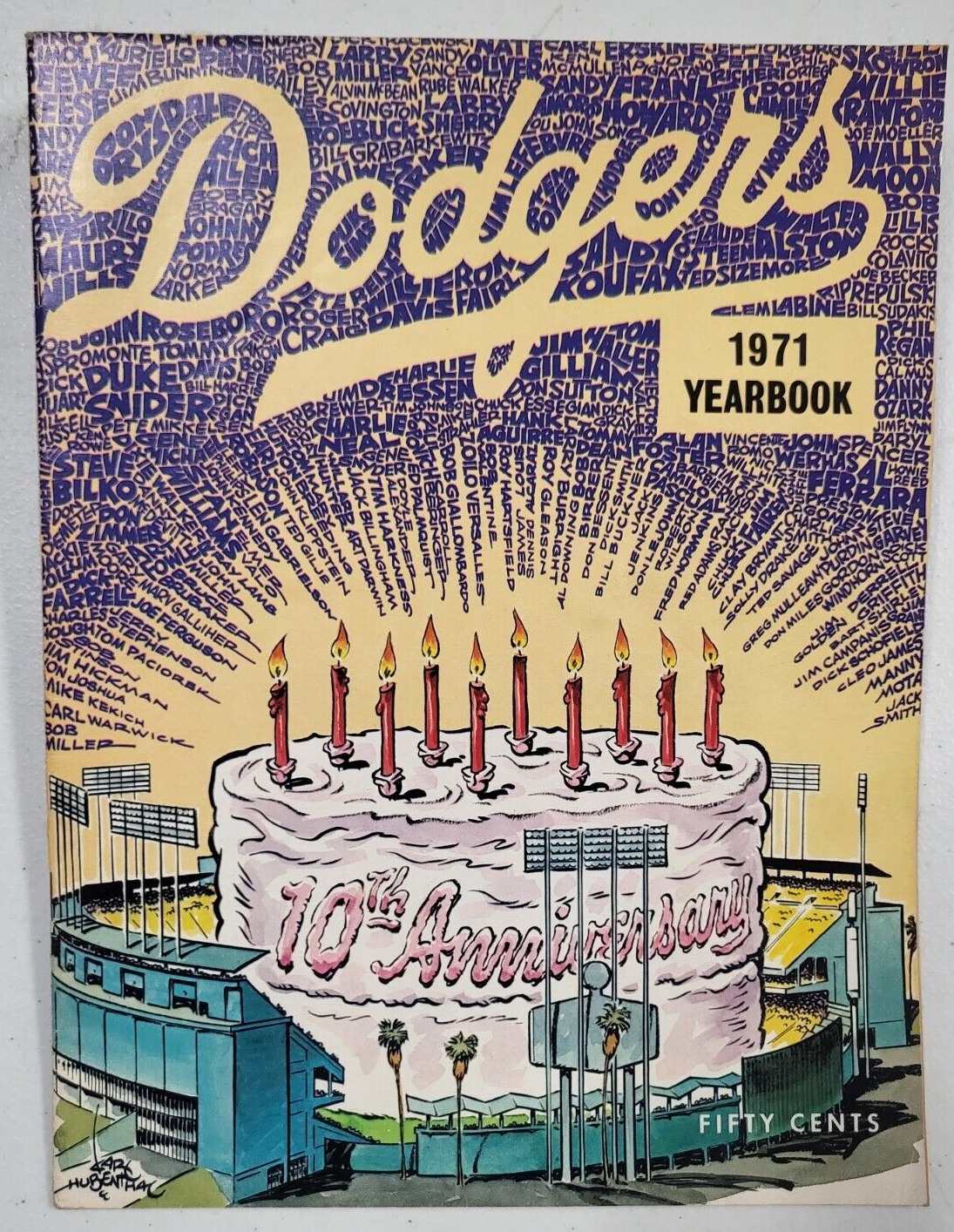 VINTAGE MLB BASEBALL LOS ANGELES DODGERS 1971 YEARBOOK 10TH ANNIVERSARY
