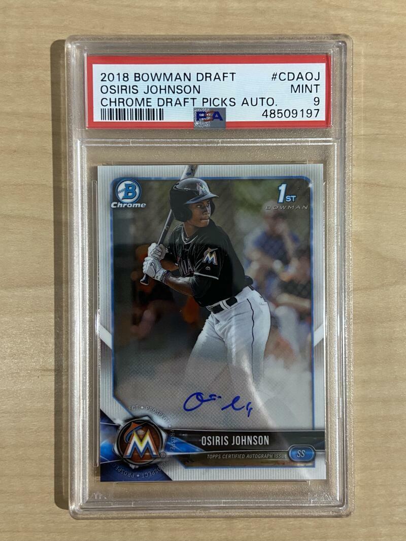 2018 BOWMAN DRAFT OSIRIS JOHNSON CHROME DRAFT PICKS AUTO PSA ROOKIE PSA 9
