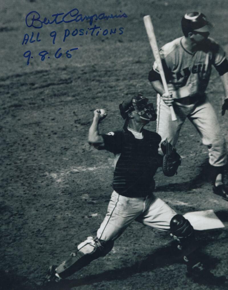 BERT CAMPANERIS ALL 9 POSITIONS 9-8-65 SIGNED 8X10 PHOTO W/ COA