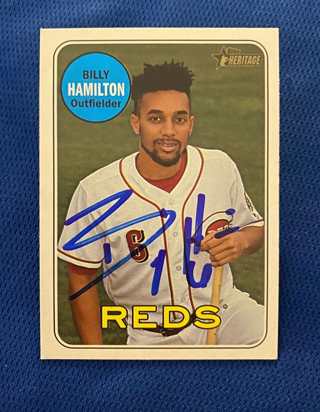2018 TOPPS HERITAGE BILLY HAMILTON REDS RC ROOKIE SIGNED AUTO CARD #108 W/COA
