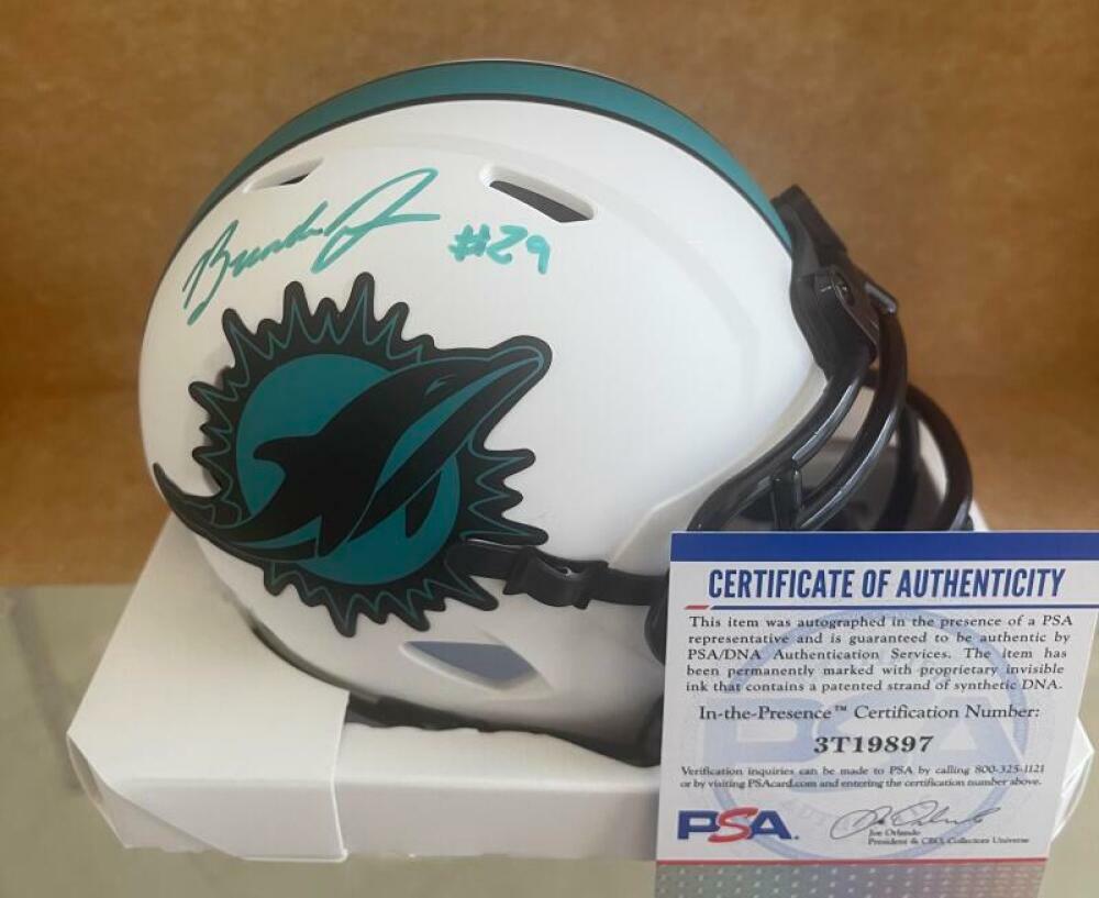 BRANDON JONES #29 MIAMI DOLPHINS SIGNED AUTO LUNAR MINI HELMET PSA 3T19897