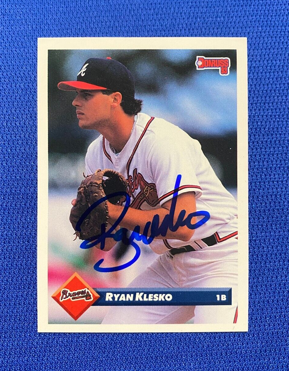1993 DONRUSS RYAN KLESKO ATLANTA BRAVES SIGNED AUTOGRAPHED #422 CARD W/COA **