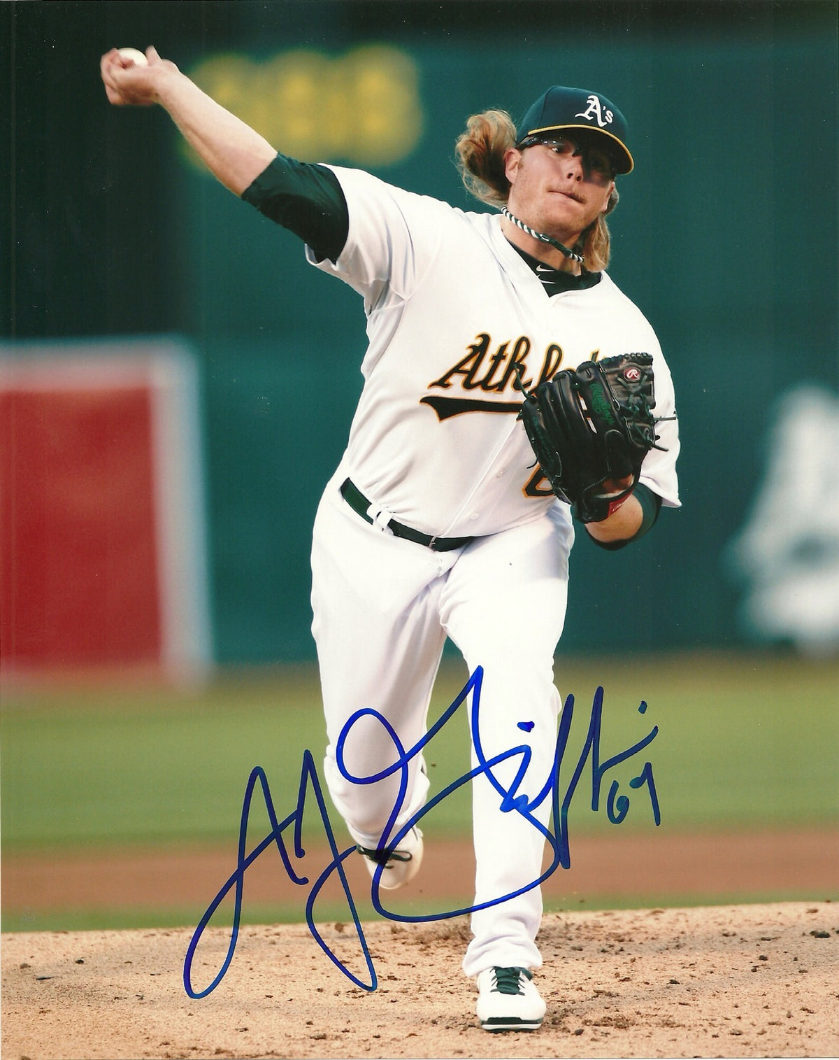 A.J. GRIFFIN OAKLAND ATHLETICS SIGNED AUTOGRAPHED 8x10 PHOTO W/COA ACTION