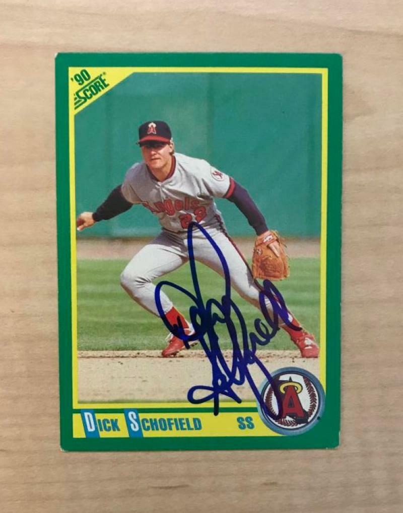 DICK SCHOFIELD CALIFORNIA ANGELS SIGNED AUTOGRAPHED 1990 SCORE CARD #44 W/COA