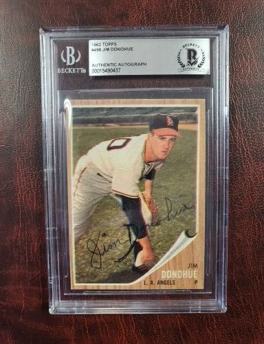 1962 TOPPS JIM DONOHUE ANGELS SIGNED AUTOGRAPH #498 CARD BECKETT AUTH