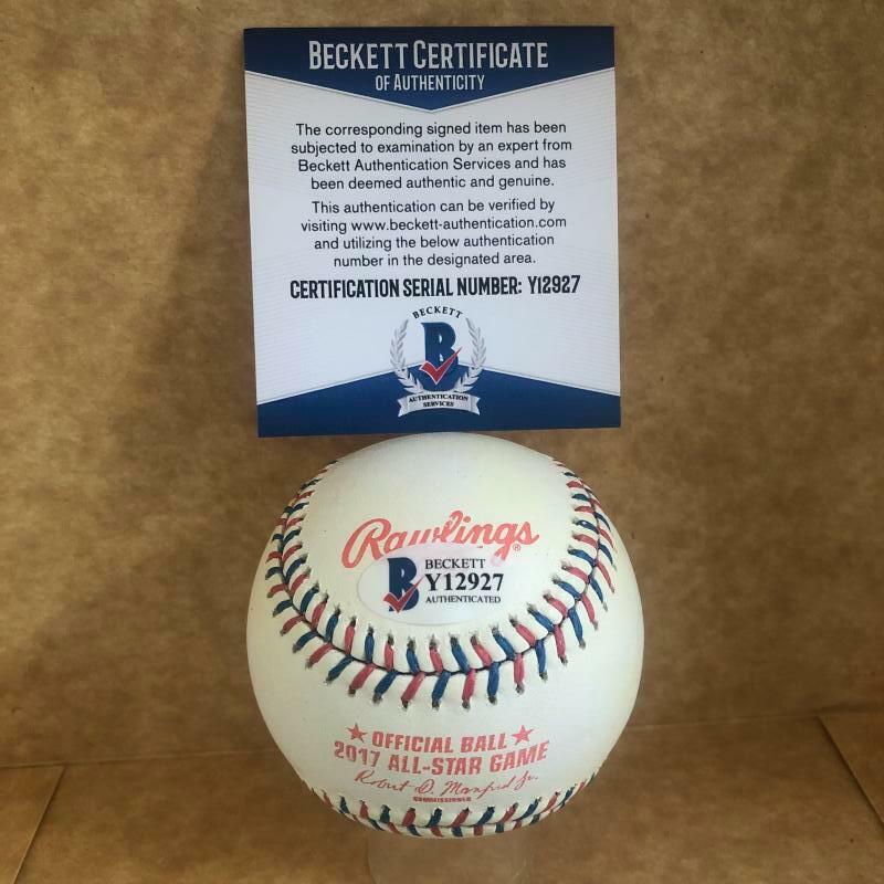 JONATHAN SCHOOP TWINS/ORIOLES SIGNED 2017 ALL STAR GAME BASEBALL BECKETT Y12927