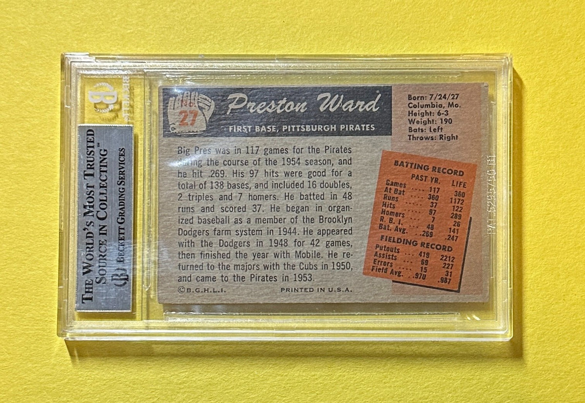 1955 BOWMAN PRESTON WARD #27 BECKETT AUTHENTIC AUTO PIRATES