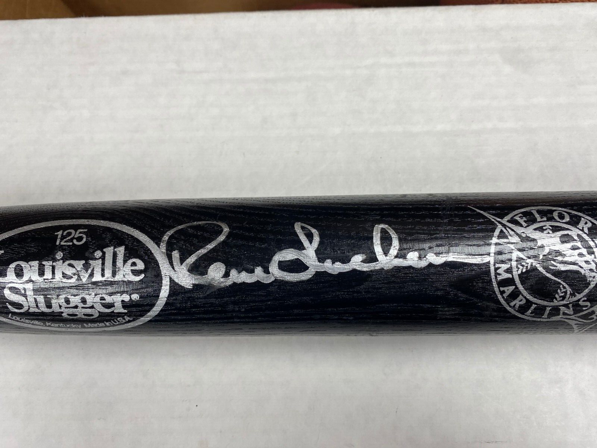 RENE LACHEMANN FLORIDA MARLINS SIGNED AUTOGRAPHED BLACK LV SLUGGER KIDS BAT COA