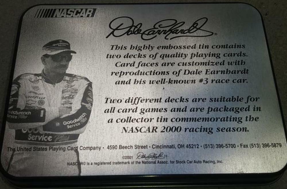 DALE EARNHARDT SR #3 NASCAR LEGEND 2 PLAYING CARD DECK SET W/TIN CAN