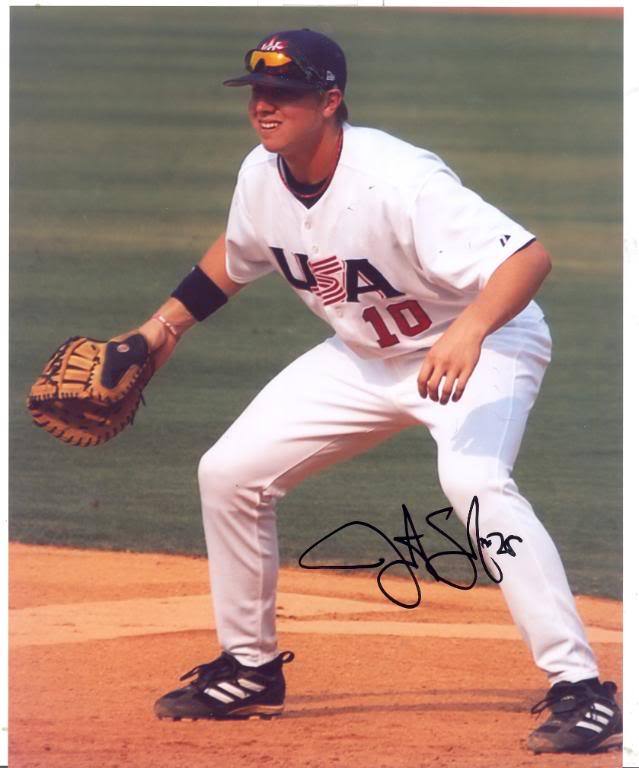 JUSTIN SMOAK USA/ RANGERS SIGNED 8X10 PHOTO W/COA