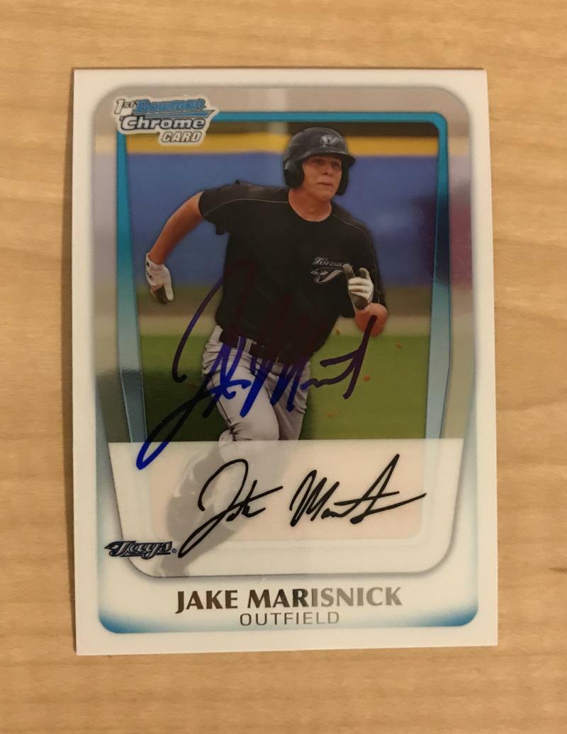JAKE MARISNICK TORONTO BLUE JAYS SIGNED 2011 BOWMAN CHROME CARD #BCP198 W/COA