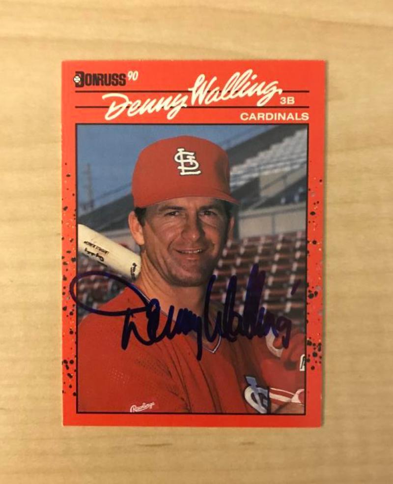 DENNY WALLING ST. LOUIS CARDINALS SIGNED AUTOGRPAHED 1990 DONRUSS CARD#677 W/COA