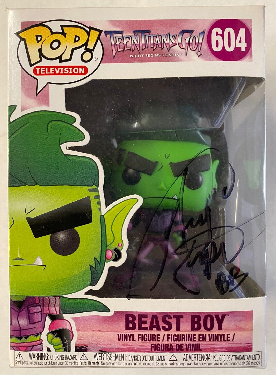 FUNKO POP #604 TEEN TIANS GO! BEAST BOY GREG CIPES SIGNED FIGURE W/ORIGINAL BOX