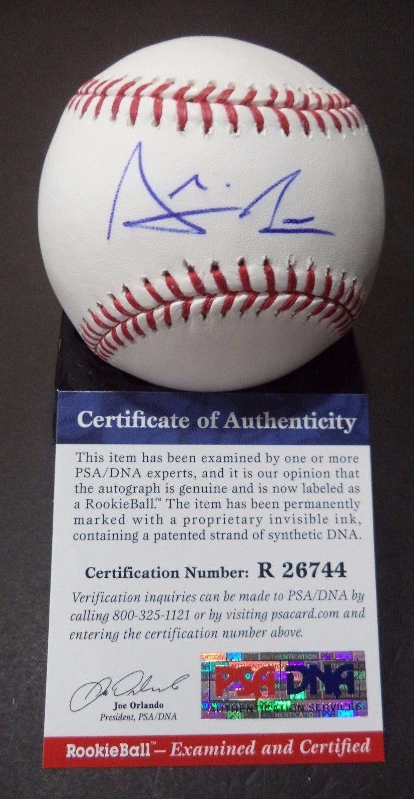 ARCHIE BRADLEY DIAMONDBACKS SIGNED M.L BASEBALL PSA/DNA COA ROOKIE GRAPH #R26744