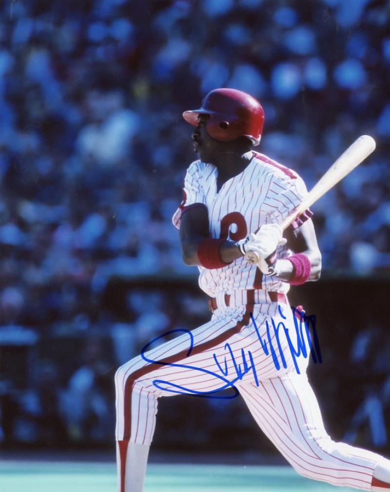 GARY MATTHEWS PHILADELPHIA PHILLIES SIGNED AUTOGRAPHED PIN STRIPES 8X10 PHOTO W/