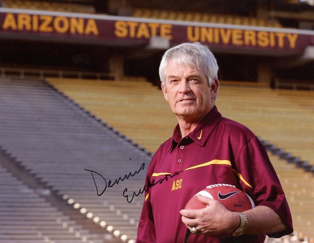 DENNIS ERICKSON ARIZONA STATE COACH SIGNED AUTOGRAPHED 8X10 PHOTO W/COA