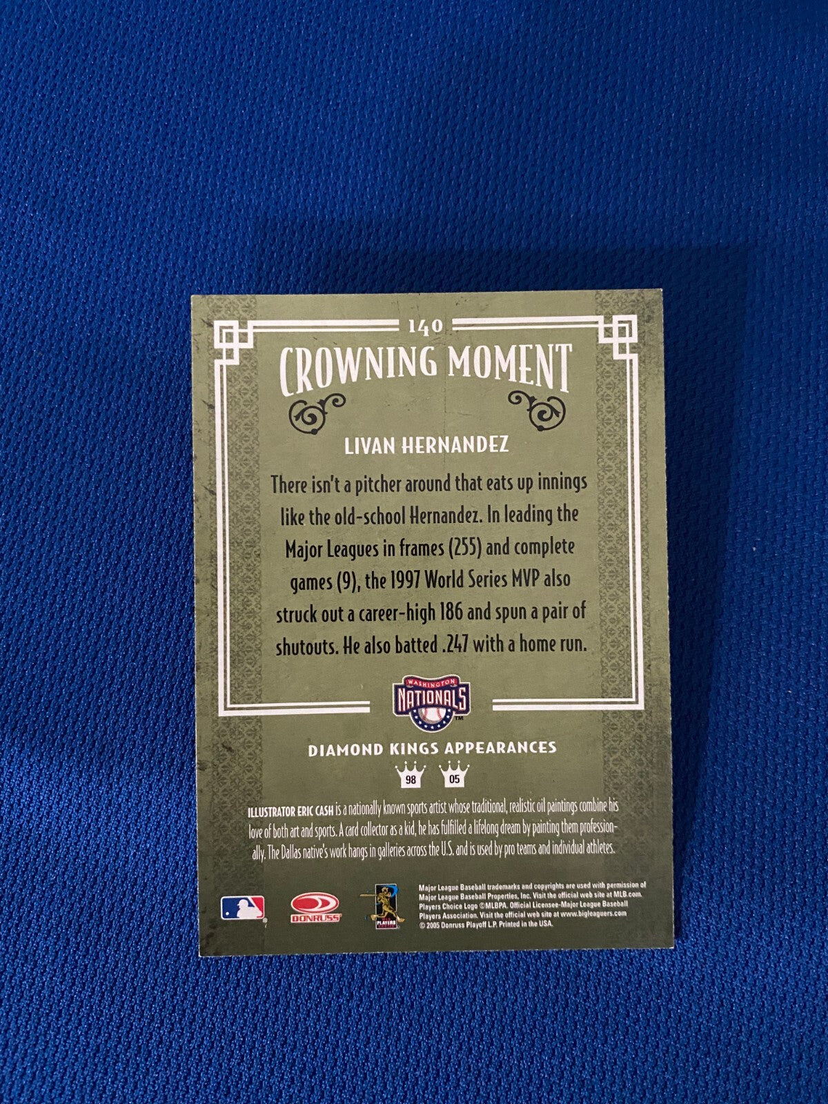 2005 DONRUSS DIAMOND KINGS LIVAN HERNANDEZ EXPOS AUTOGRAPH SIGNED CARD #140 COA