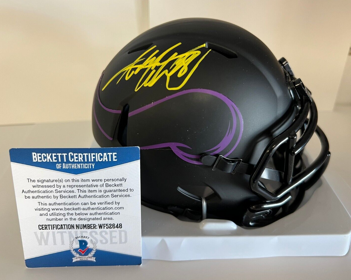 ADRIAN PETERSON MINNESOTA VIKINGS SIGNED AUTOGRAPHED ECLIPSE MINI HELMET BECKETT